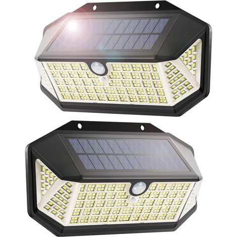 Solar-außenleuchte Mit 266 Leds – 3 Leuchtmodi – 120°-bewegungsmelder – Wasserdicht (ip65) – 2er-pack