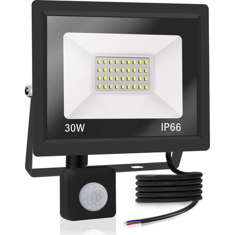 1er-pack – 30-w-led-flutlicht Mit Bewegungsmelder, Kaltweiß (6000 K), 3000 Lm, Wasserdicht (ip66), Für Garage Und Flur.