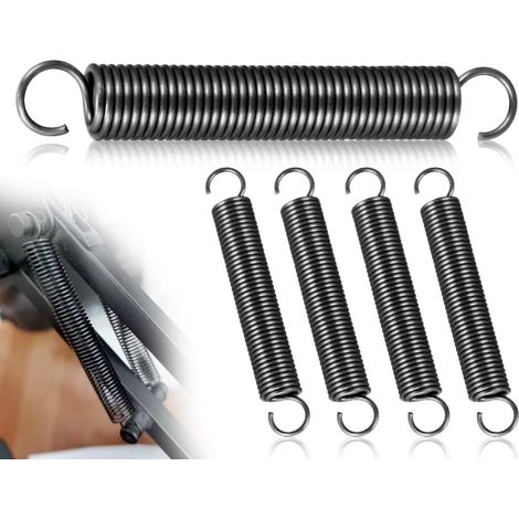 Satz Mit 4 Schwarzen Edelstahl-zugfedern Mit Haken, Doppelhaken-federstahldraht, 70 Mm Freie Länge, 10 Mm Außendurchmesser, 1,2 Mm Drahtdurchmesser