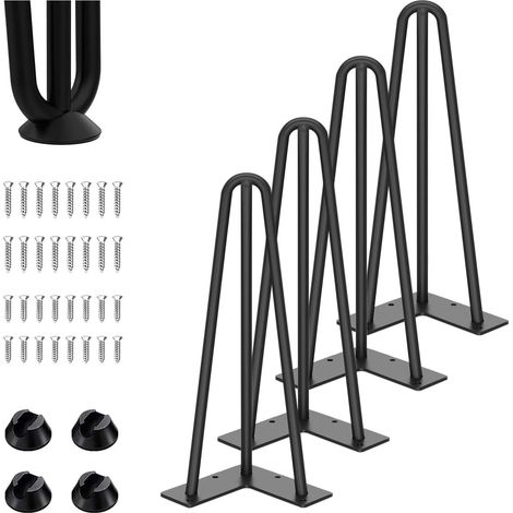 Set Mit 4 Haarnadel-tischbeinen, 3 Streben, Metallmöbelbeine Mit Bodenschonern, 35 Cm Hoch, Für Couchtische, Beistelltische, Schreibtische, Esstischbeine
