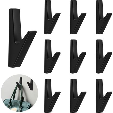Set Mit 10 Mattschwarzen Garderobenhaken – Akustikpaneele – Wandhaken Für Bad, Küche, Flur Und Eingangsbereich – Tragkraft Bis Zu 20 Kg