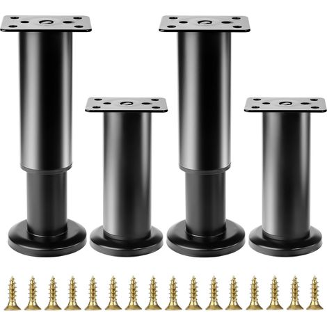 Stück Verstellbare Möbelfüße 12-18 Cm, Verstellbare Möbelfüße, Nivellierfüße Für Tische, Schwarze Höhenverstellbare Möbelfüße Für Stühle, Betten, Sofas, Kleiderschränke, Schränke