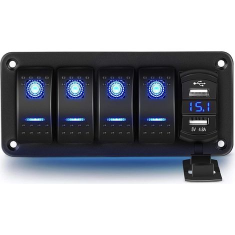 4-fach Wippschalter-panel 12v/24v Wasserdichter Wippschalter Mit Usb-ladebuchse Für Autos Und Boote