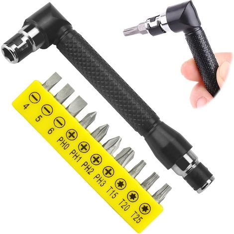 L-förmiger Schraubendreher Mit Verlängerungsgriff, 1/4"-sechskant-steckschlüssel, Doppelseitiger L-förmiger Schraubendreher Mit 10 Schraubendreherbits Für Garage Und Werkstatt