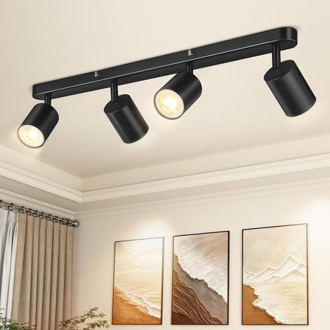 Deckeneinbaustrahler, Verstellbare Led-deckenleuchte, 4 Gu10-deckeneinbaustrahler, Schwarze Deckenbeleuchtung, Moderne Deckenleuchte Für Küche, Wohnzimmer, Schlafzimmer (leuchtmittel Nicht Enthalten)