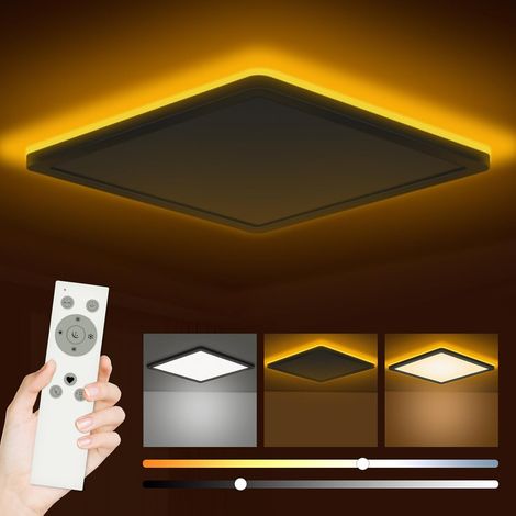 Led-deckenleuchte, 24 W, 3200 Lm, Quadratische Badezimmerleuchte Mit Fernbedienung, Farbtemperatur 3000–6500 K, 1800 K Bernsteinfarbenes Nachtlicht, Deckenleuchte Für Küche, Flur, Schlafzimmer, Ø 29,5