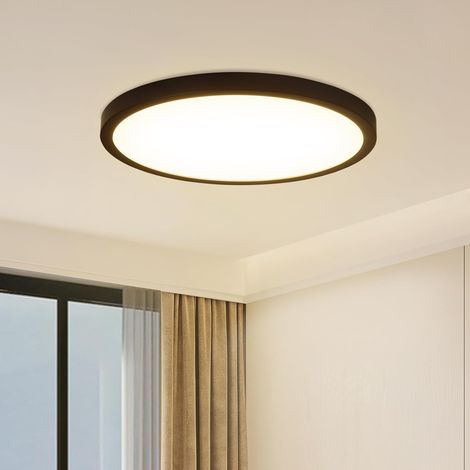 Flache Led-deckenleuchte – Schwarze, Runde 8-w-küchenleuchte, Badezimmer-deckenleuchte, Ip44, Warmweiße Flurleuchte, Ø 18 Cm