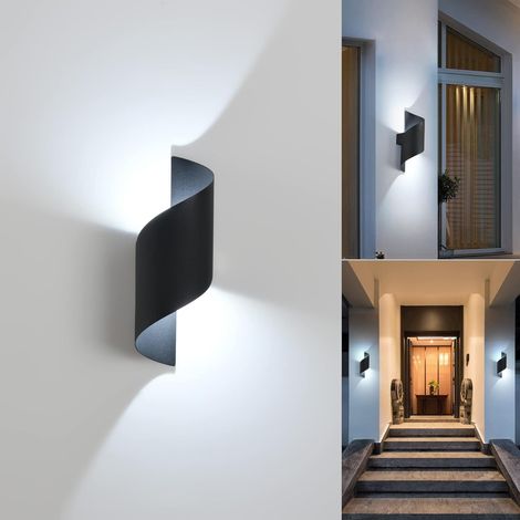 Led-wandleuchte Für Innen Und Außen, 10 W, 6000 K, Kaltweiß, Moderne Auf-/abwärtsleuchte, Ip65 Wasserdicht, Spiralförmige Metall-wandleuchte Für Bar, Schlafzimmer, Schwarz [klasse]