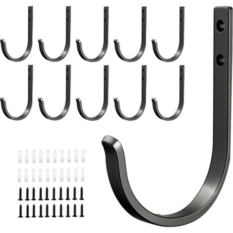 10 Schwarze Wandhaken, Wandgarderobe, Badezimmerhaken, Schraubhaken Für Akustikpaneele, Für Wände, Türen, Badezimmer, Duschen, Kleiderschränke, Flure