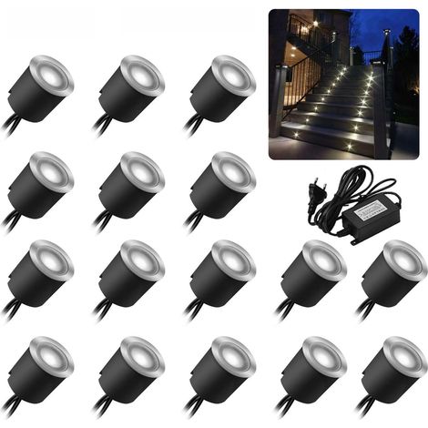 16er-pack Led-bodeneinbaustrahler – Schutzart Ip67 (wasserdicht) – 0,6 W – Durchmesser: 32 Mm – Für Den Innen- Und Außenbereich Geeignet – 4000 K – Weiß – 12 V [energieeffizienzklasse A+]