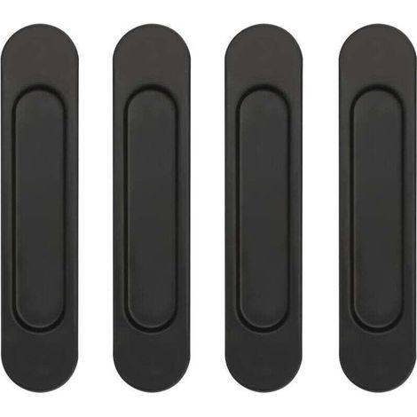Set Mit 4 Selbstklebenden Ovalen Griffen Für Schiebetüren, Aus Schwarzer Aluminiumlegierung, Kein Bohren Erforderlich, Für Schiebetüren Und Schrankfenster.