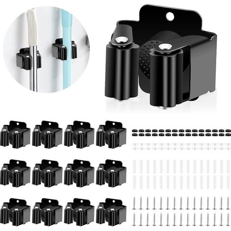 Wandmontierte Besenhalter – Zum Aufhängen Von Gartengeräten Und Besen – Wandmontierter Gartengerätehalter – Befestigungsmaterial Für Küche, Haushalt, Badezimmer, Garage (schwarz, 12 Stück)