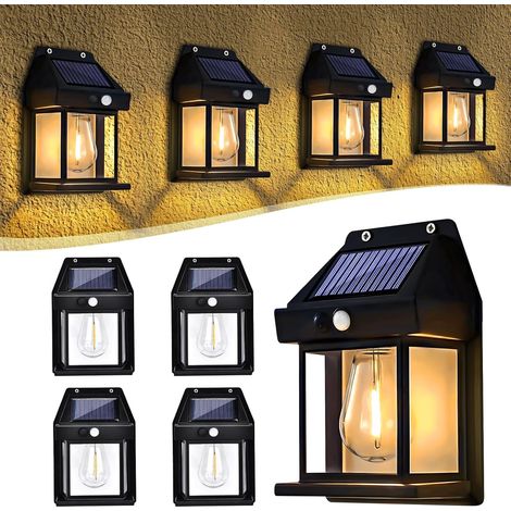 Set Mit 4 Solar-wandleuchten Mit Bewegungsmelder, 3 Modi, Wasserdicht (ip65), Energieklasse A, Für Garten, Balkon Oder Hof