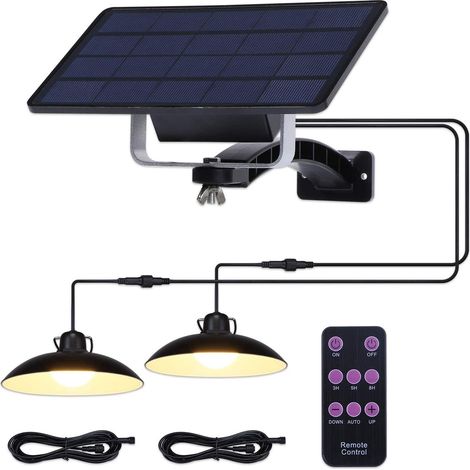 Solar-hängeleuchte Für Den Außenbereich Mit Fernbedienung, 32 Dimmbare Leds, Ip65, Warmweiß 3500k, Für Den Garten, 2er-set (schwarz)