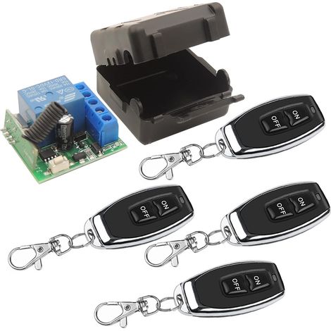 Universeller Drahtloser Fernbedienungsschalter 433 Mhz Dc 12 V 1-kanal-rf-relais-empfängermodul Mit 4 Sendern, Ev1527 Lerncode Diy-fernbedienung