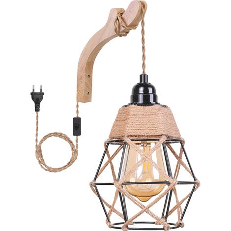 Vintage Wandleuchte Für Den Innenbereich, Boho-wandlampe Mit Schalter Und 2,8 M Ladekabel, Retro-industrie-e27-lampe Für Schlafzimmer, Treppenhaus, Flur, Nachttischlampe (leuchtmittel Nicht Enthalten)