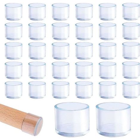 Set Mit 32 Runden, Transparenten Stuhlbeinkappen Aus Kunststoff, 25 Mm – Rutschfest Und Geräuscharm – Für Stuhlbeine Von 25 Bis 27 Mm