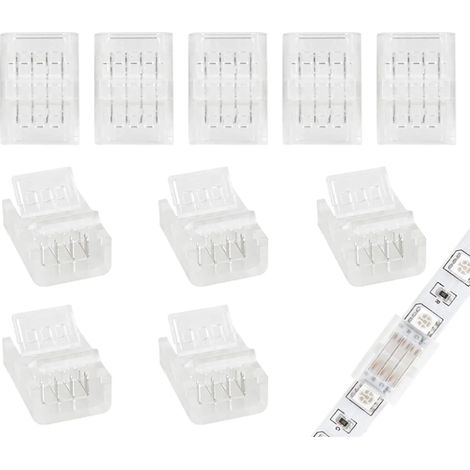 Packung Mit 10 10-mm-4-pin-led-verbindern Für 10-mm-rgb-led-streifen 5050 3528, Inklusive Schraubendreher (zum Verbinden Von Led-streifen)