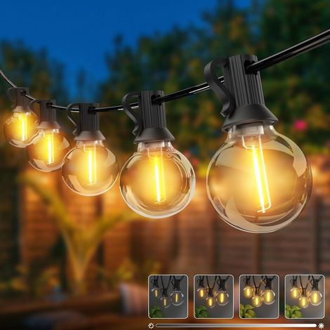 G40 Lichterkette, 9,7 M Led, Wasserdicht, Dimmbar, Timer, 2700 K, Für Garten, Terrasse Und Party