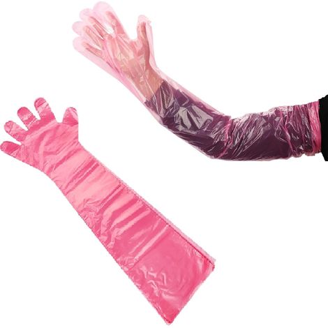 Veterinärhandschuhe, 90 Cm Lang, Transparentes Polyethylen, Wasserdicht, Für Besamung Und Untersuchungen