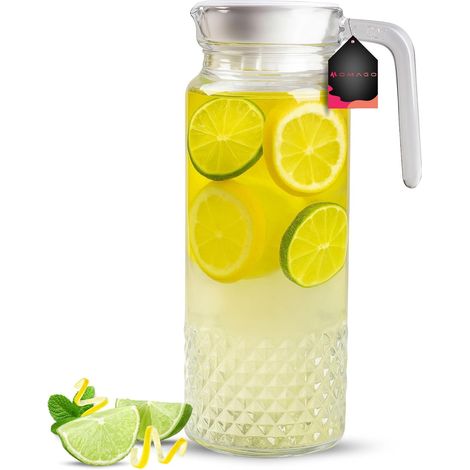 1-liter-glaskaraffe Mit Luftdichtem Kunststoffdeckel Für Wasser, Saft, Eistee, Wohnzimmer, Garten