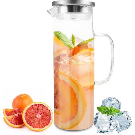 Glaskaraffe, Thermoisolierung, Stahldeckel, Ergonomischer Griff, Für Wasser, Wein, Kaffee