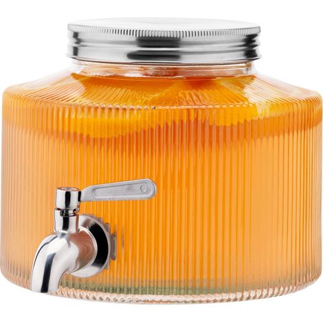 Getränkespender 2,7 L, Hitzebeständiges Glas, Edelstahlhahn Für Heißes Und Kaltes Wasser, Cocktails Und Den Küchengebrauch