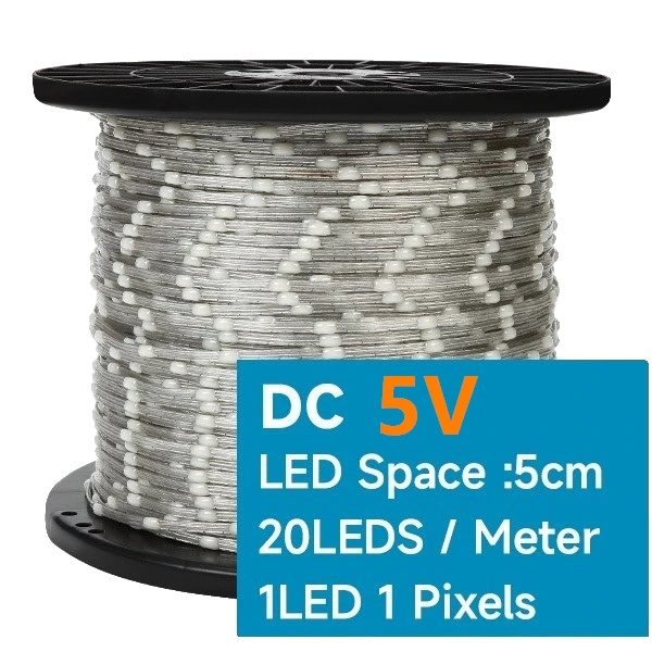 Led-lichterkette, Einzeln Ansteuerbar, Wasserdicht, 5 Cm Abstand, 3-poliger Stecker, 50 Ma, 5 V, Transparentes Kabel