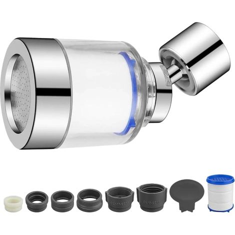 360°-wasserhahnfilter, Transparentes Sichtfenster, 2 Pp, 6 Adapter, Küche/badezimmer