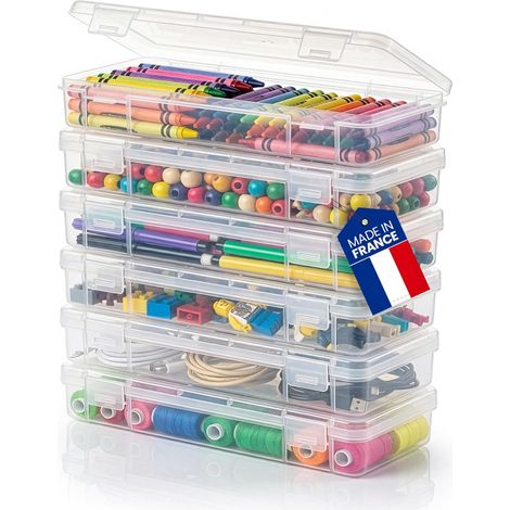 Set Mit 6 Aufbewahrungsboxen, Transparenter Kunststoff, 1,5 L, Clipverschluss, Stapelbar, Für Lego Und Schrauben