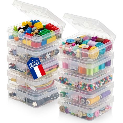 Set Mit 10 Aufbewahrungsboxen, Transparenter Kunststoff, 0,4 L, Clipverschluss, Stapelbar, Für Lego Und Schrauben