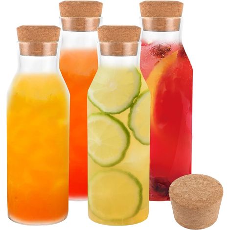 4er-set Glaskaraffen Mit Korken, Borosilikatglas, 1,2 L, Für Kühlschrank, Party