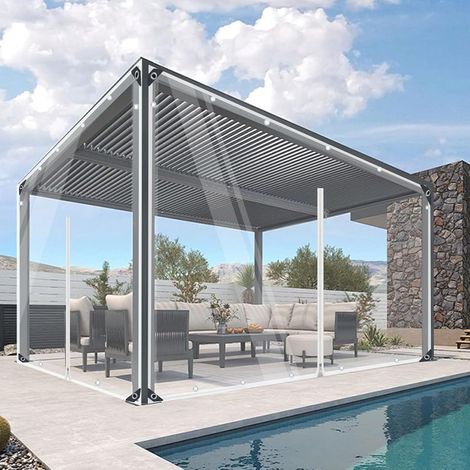 Transparente 2x2m Pvc-plane Mit Reißverschluss Und Ösen Für Pavillon/terrasse