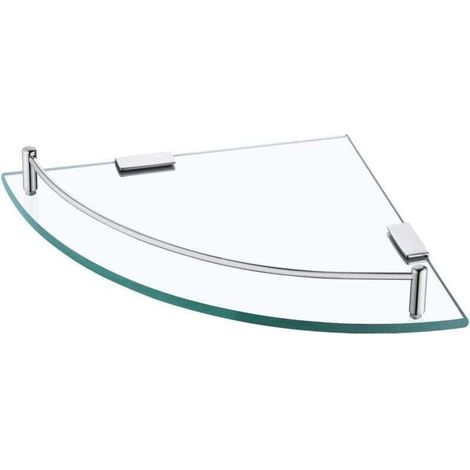 Eckglasregal, Badezimmerregal, Wandregal, Regal Aus Gehärtetem Glas Mit Handtuchhalter, Polierter Edelstahl