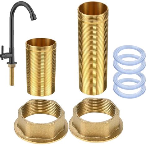 2-teiliges Wasserhahn-reparaturset – Messingfittings Mit M32-gewinde – 10 Cm Und 15 Cm Lange Verlängerungsrohre – Auslaufsichere Silikondichtung