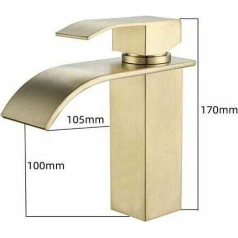 Moderner, Goldfarbener Wasserfall-waschtischhahn, Verstellbarer Mischer Für Warm- Und Kaltwasser