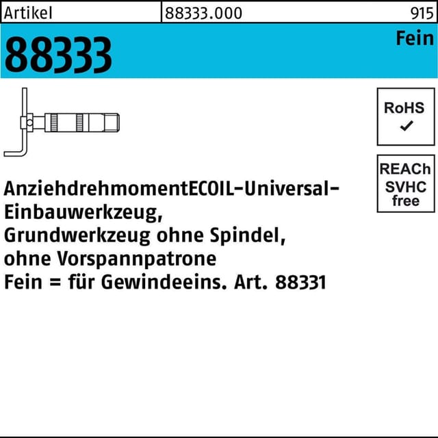 Einbauwerkzeug r 88333 Grundteil nr. 3 M10 -M12 Stahl 1 Stück Amecoil