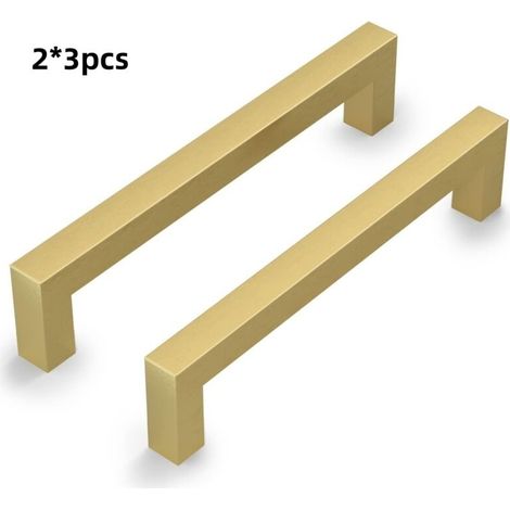 Set Mit 6 Goldfarbenen Küchenschrankgriffen Aus Aluminiumlegierung (328 X 8 X 29 Mm), Schubladengriffe Für Küchenmöbel, 320 Mm Lochabstand