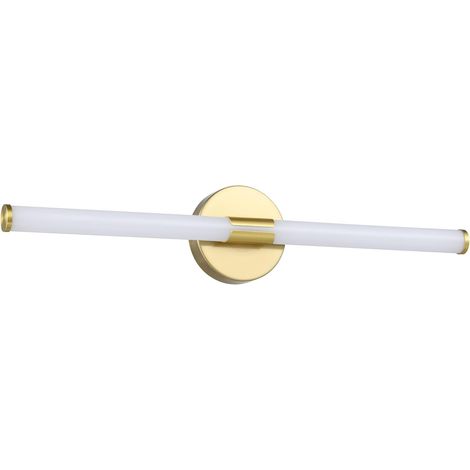 Ramola Led-spiegelwandleuchte, Badezimmerlampe, Messing Und Weißer Kunststoff, Warm- Und Kaltweiß, Schutzart Ip44, L 60 Cm