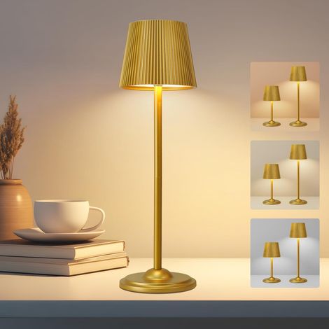 Kabellose Led-tischleuchte Mit Touch-steuerung, Dimmbar, 3 Farbtemperaturen, Usb-c-aufladbar, Wellenförmiges Design Für Wohnzimmer, Büro Und Außenbereich