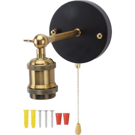 Retro-wandleuchte Aus Eisen, Verstellbar, E27/e26, Vintage-wandlampe, Beleuchtungsset Mit Schalter Für Schlafzimmer, Wohnzimmer, Bar, 85–265 V, Gold