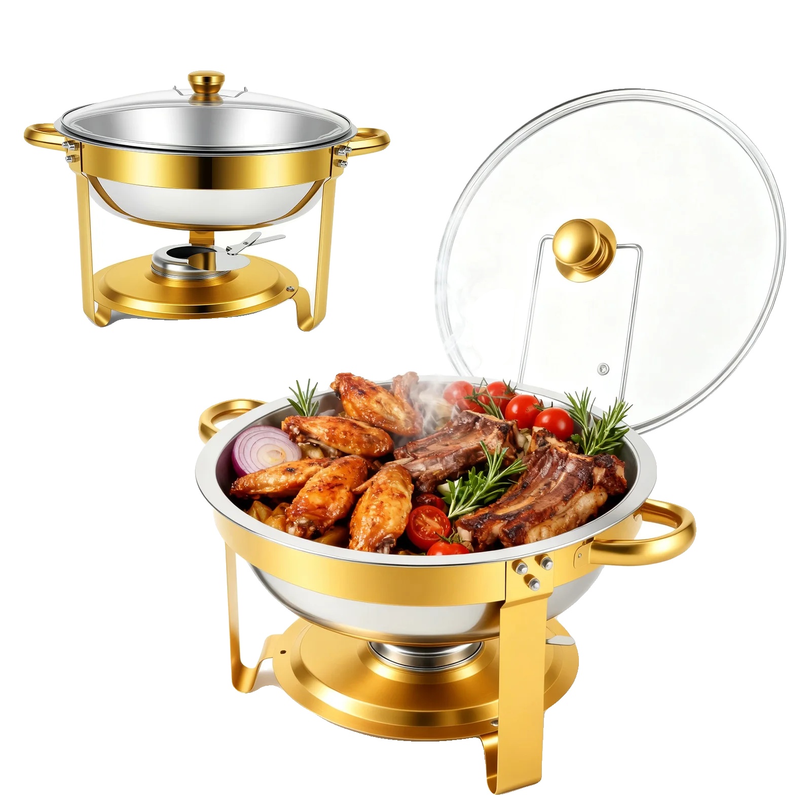 Buffet-servierplatte, Edelstahl, 5-quart-fassungsvermögen, 2er-pack