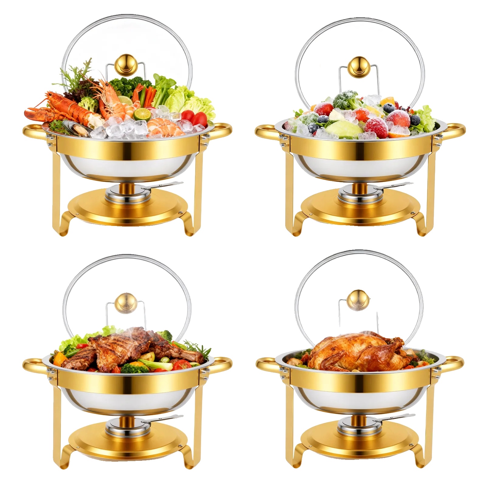 Buffet-servierplatte, Edelstahl, 5-quart-fassungsvermögen, 4er-packung