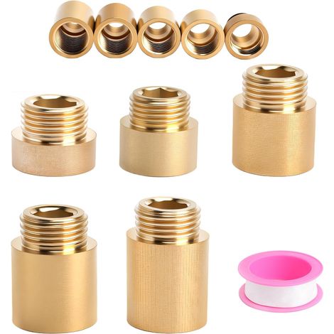 5-teiliges Messing-wasserhahnverlängerungsset, 1/2 Zoll, Längen 10-30 Mm, Außen-/innengewinde, Für Trinkwasser
