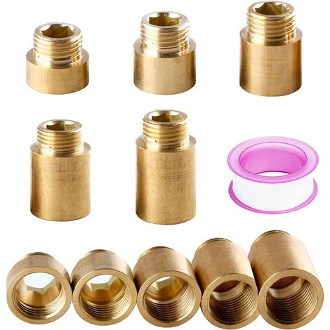 Set Mit 5 Messing-wasserhahnverlängerungen 1/2 Zoll, Außen- Und Innengewinde, Innensechskant, Für Sanitär- Und Heizungsinstallationen