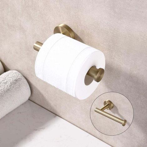 Moderner Runder, Wandmontierter Toilettenpapierhalter Aus Gebürstetem Edelstahl Sus304 Mit Goldfinish, Toilettenpapierspender Für Das Badezimmer