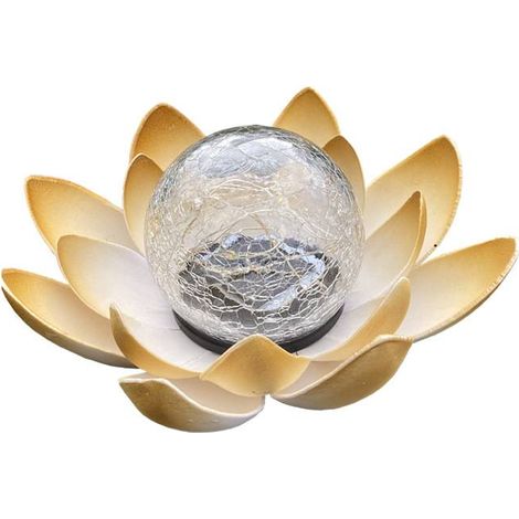 Solarleuchten Für Den Außenbereich, Globus-lotus-dekoration Aus Brochenem Glas, Wasserdichte Led-blumenlichter Aus Metall Für Terrasse, Rasen, Weg, Tisch, Boden