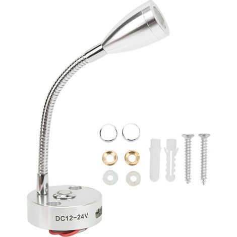 Leselampe Für Wohnmobile, Flexibler Hals, 3 Farben, 12–24 V, 3 W, Usb-aufladbar, Universell, Für Yachten Und Boote, Silber