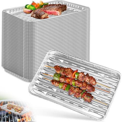 20 Aluminiumbleche, Abtropfschlitze, 34 X 23 Cm, Fleischzubereitung, Gas- Und Holzkohlegrill