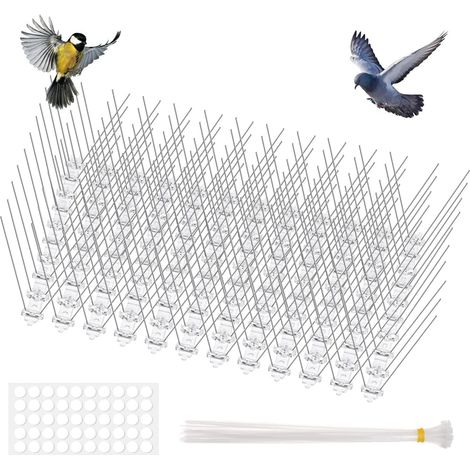 Set Mit 12 Vogelabwehrspitzen, Edelstahl, 25 Cm, Mit Nano-kleber Und Kabelbinder, Für Dächer Und Kanten
